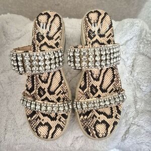 JLO Snake Print Sandals with Rhinestone Straps..SIZE:61/2
